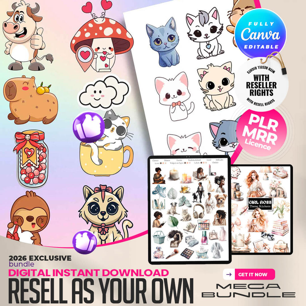 8,000+ Digital Stickers For Planners, & Journals |Includes Resell Rights