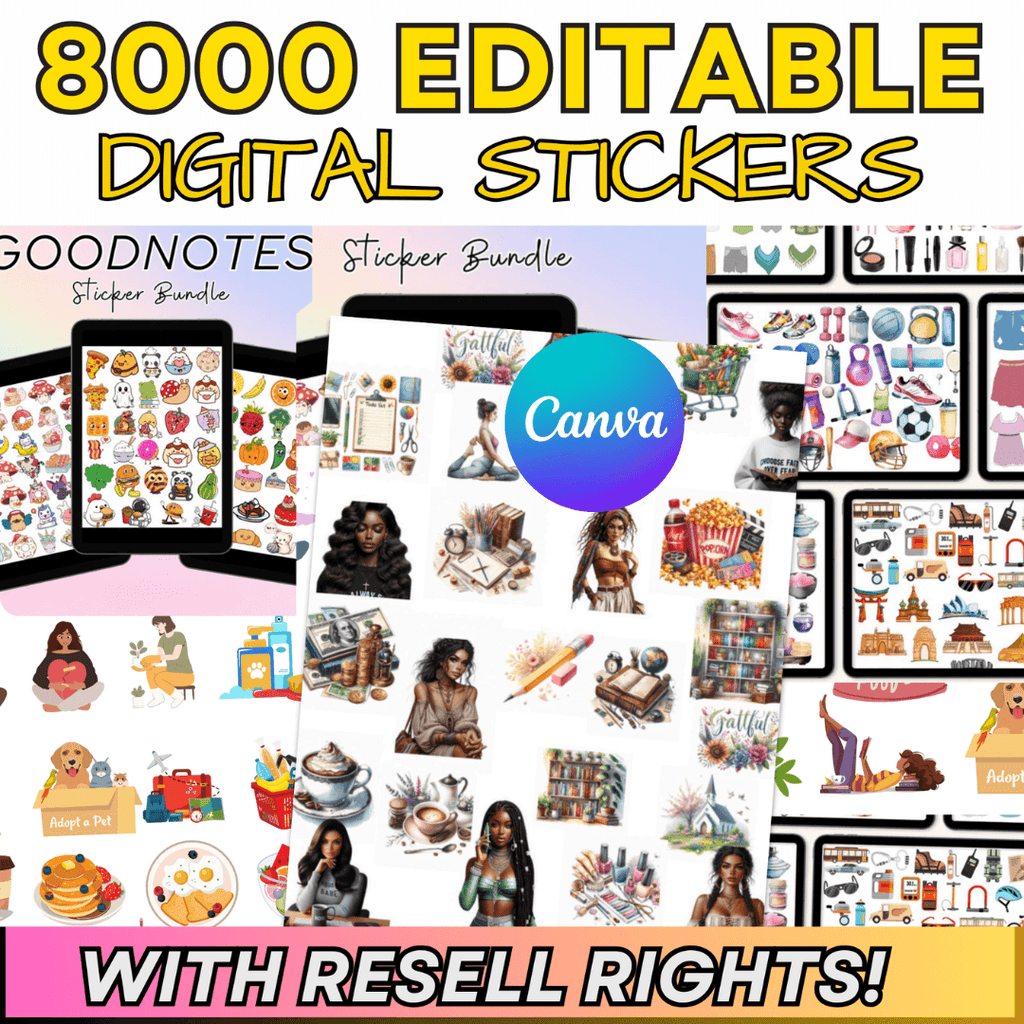 8,000+ Digital Stickers For Planners, & Journals |Includes Resell Rights