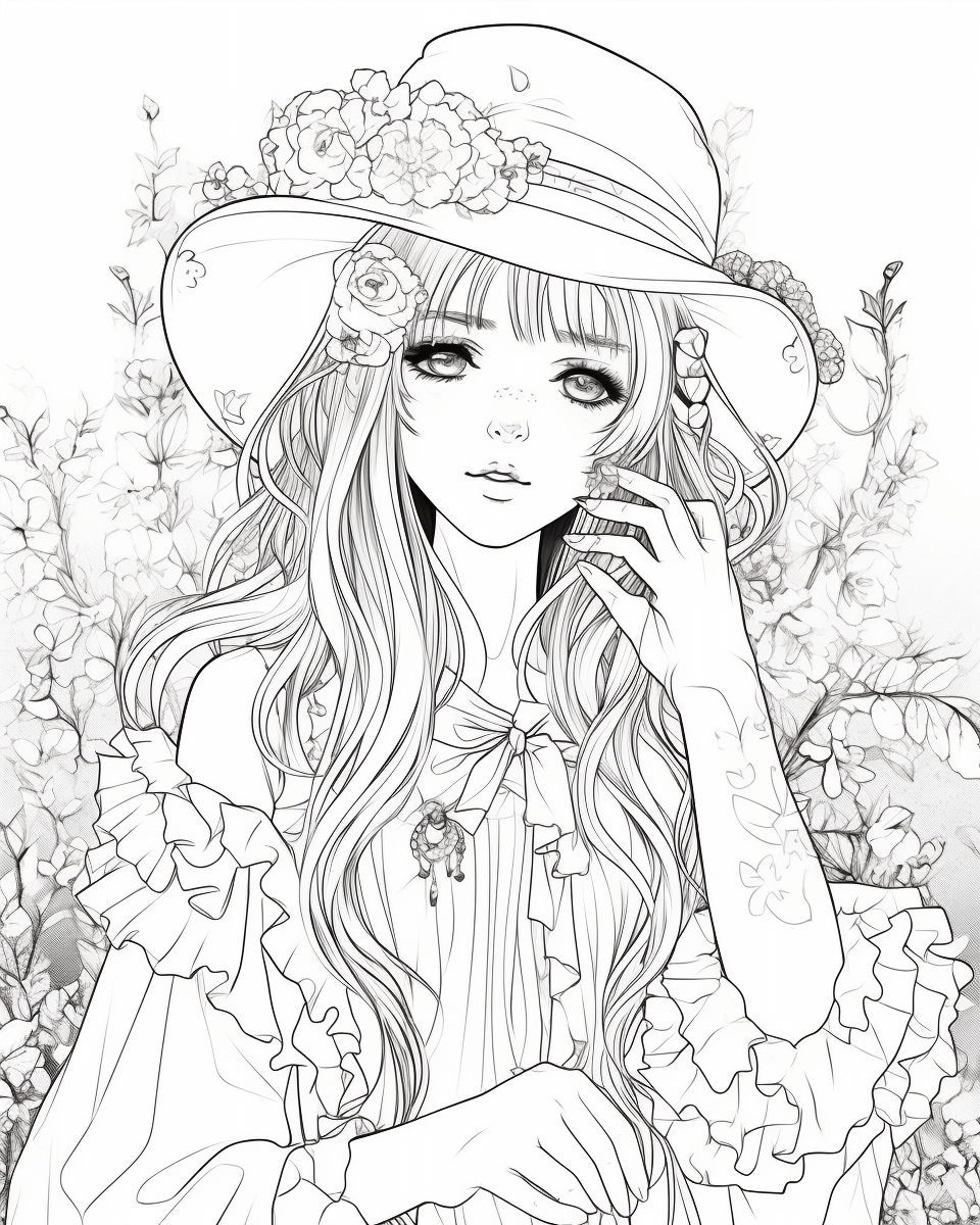 85 Fashion Girl Anime Coloring Book with Resell Rights (Printable)