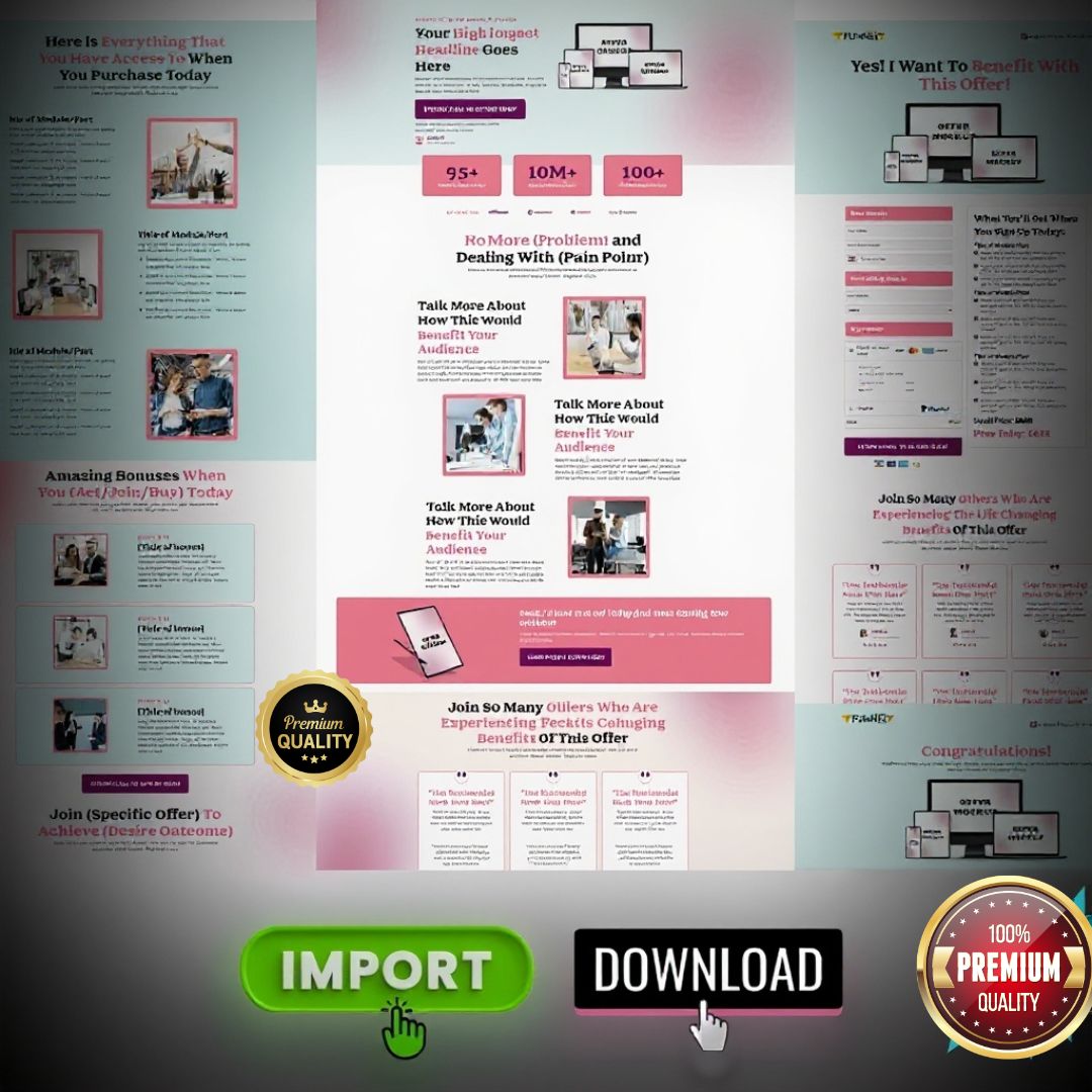 8 Premium One-Click Import Readymade Websites/Funnels