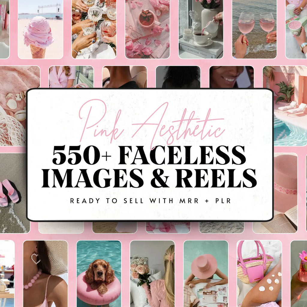 550 Pink Aesthetic Faceless Content W/ Master Resell Rights