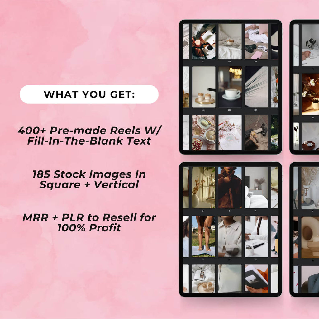 550 Pink Aesthetic Faceless Content W/ Master Resell Rights