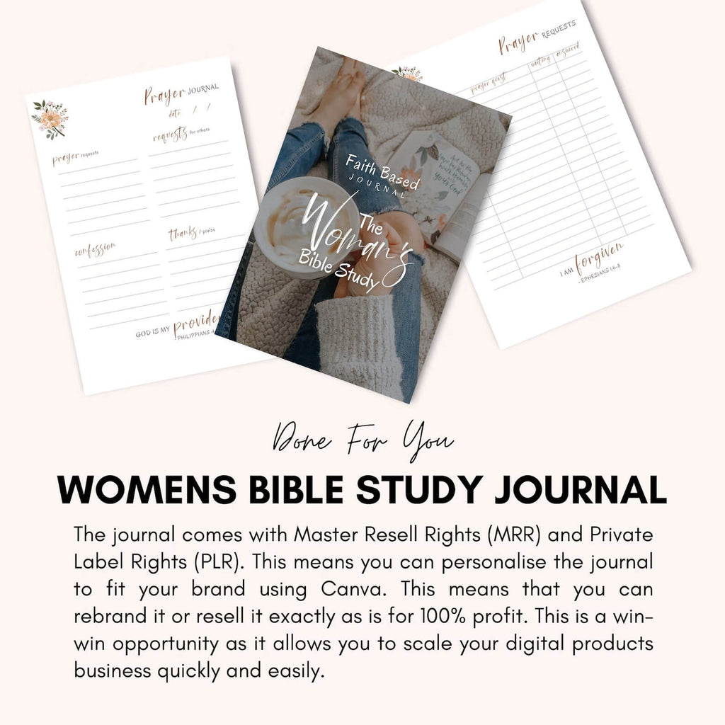 🌸 Editable Women's Faith-Based Journal | Devotional Journal & Bible Study Guide |  WITH RESELL RIGHTS