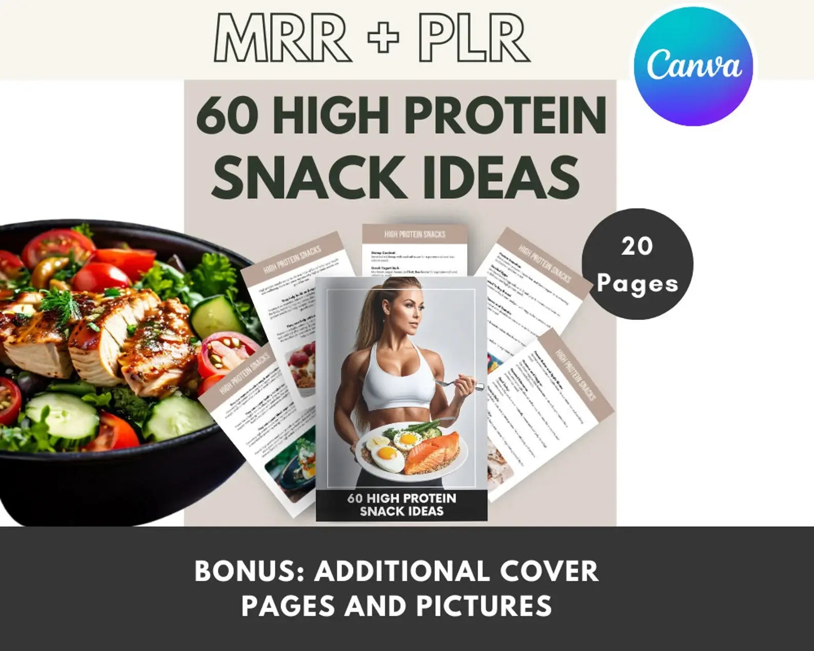 60 High Protein Recipe Book with Resell Rights | Printable & Editable