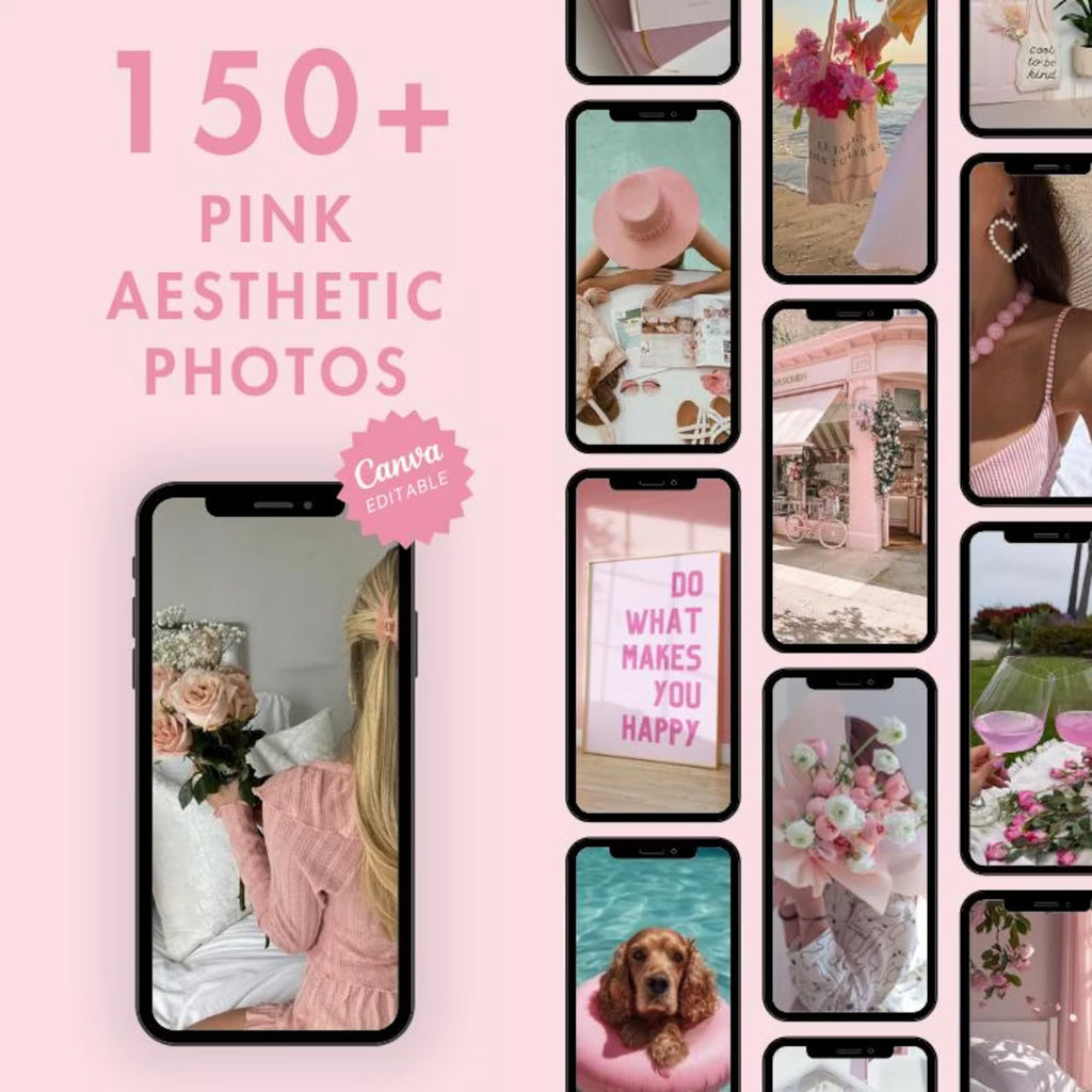 550 Pink Aesthetic Faceless Content (with Master Resell Rights)