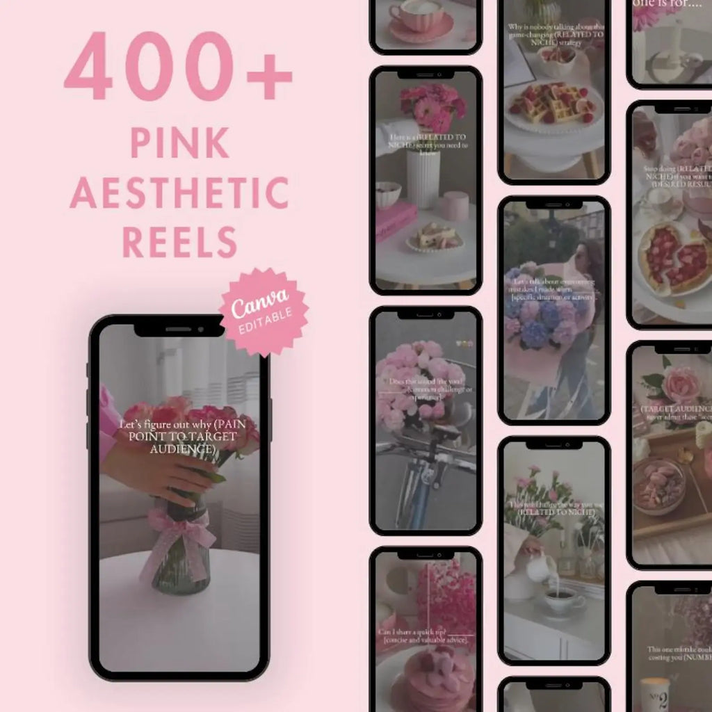 550 Pink Aesthetic Faceless Content (with Master Resell Rights)